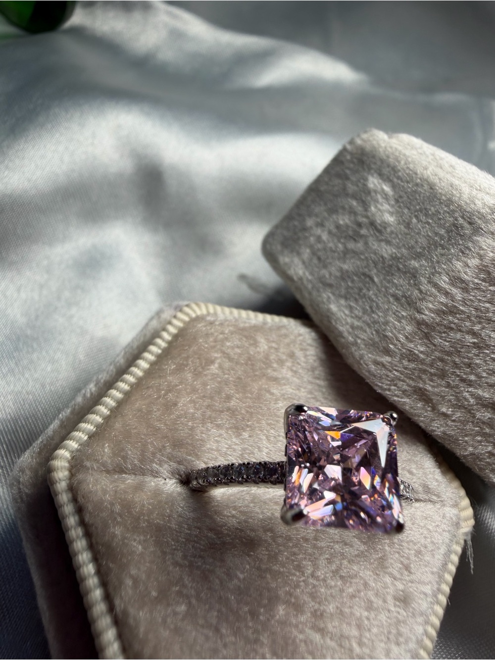 Captivating 3 CT Pink Sapphire Princess Cut Ring | 925 Sterling Silver | Size 7